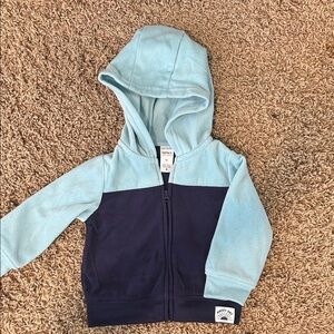 Carter's Aqua and Navy Baby Zip Up Hoodie in Size 9 Months